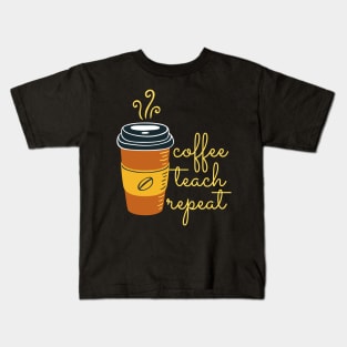 Coffee Teach Repeat (Charcoal Black) Kids T-Shirt